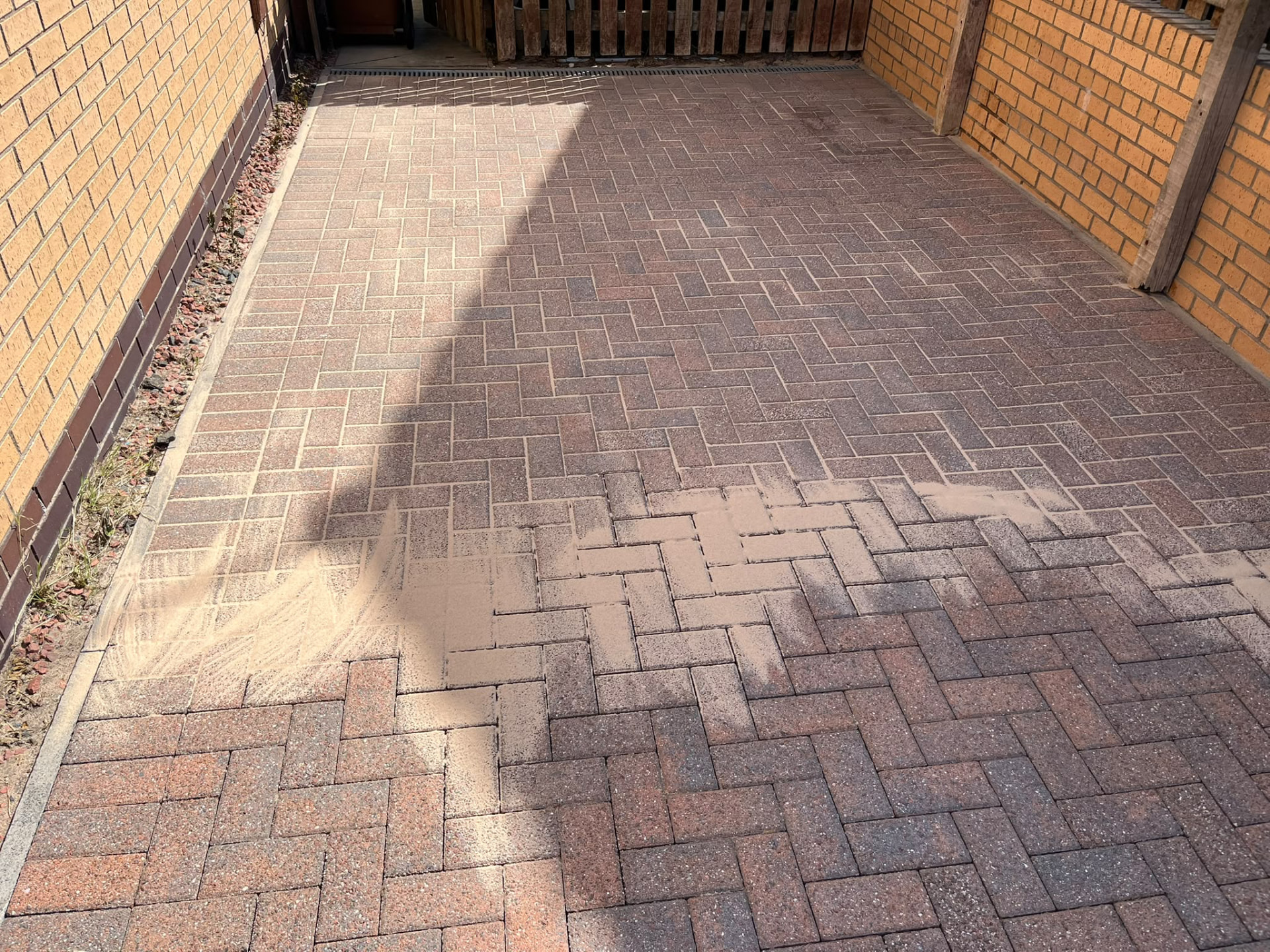 Block paving after cleaning and re-sanding