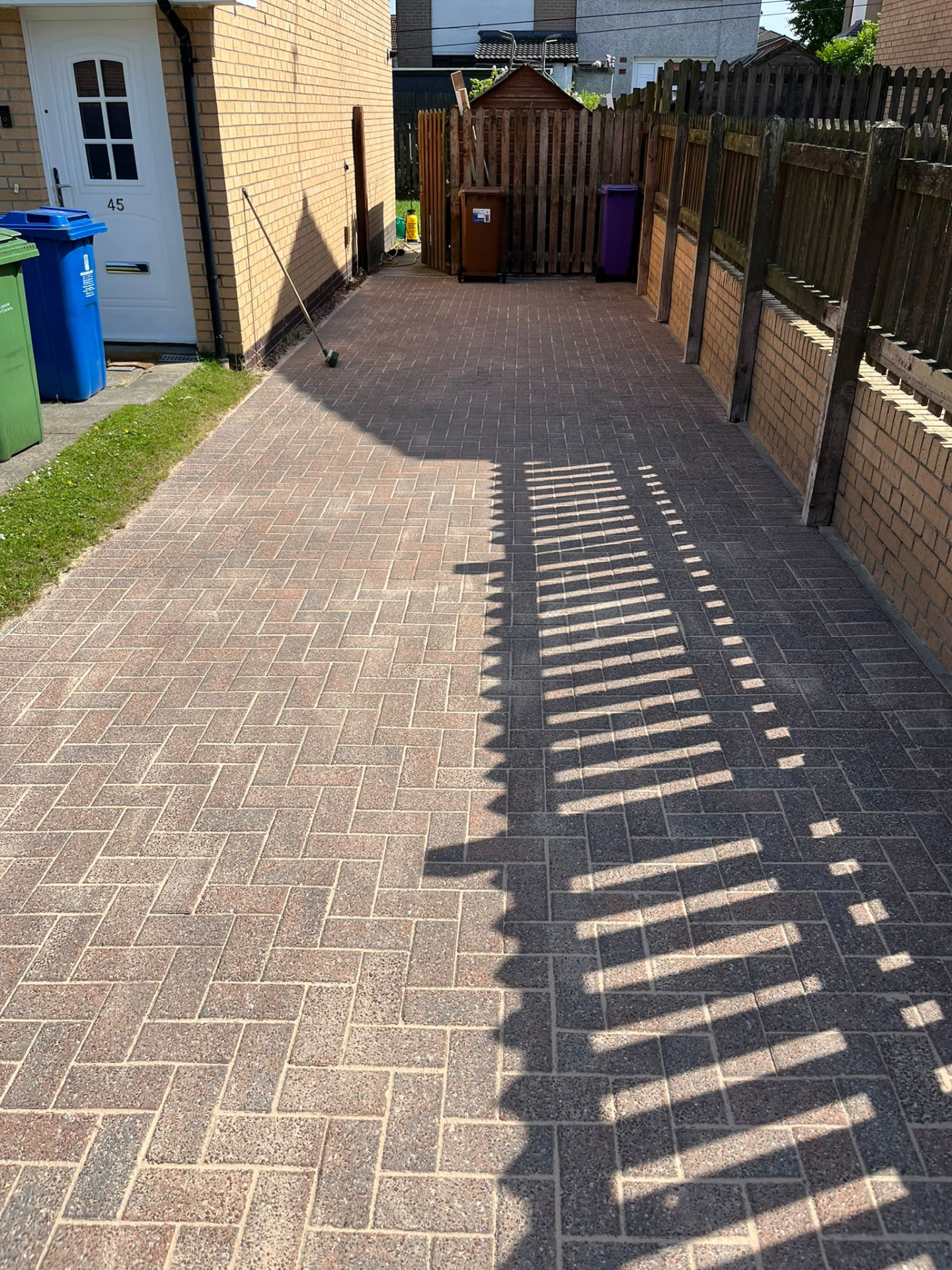Cleaned block paving driveway